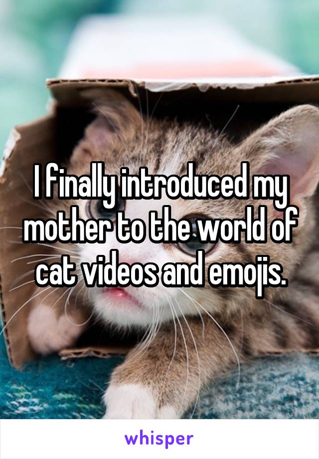 I finally introduced my mother to the world of cat videos and emojis.