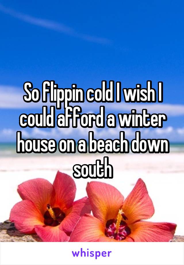 So flippin cold I wish I could afford a winter house on a beach down south