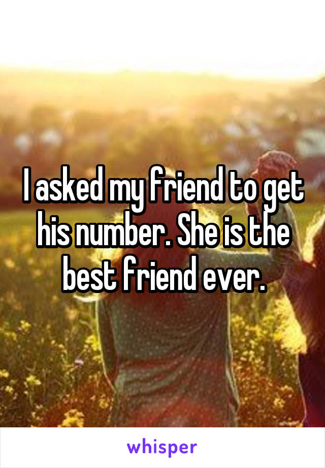 I asked my friend to get his number. She is the best friend ever.