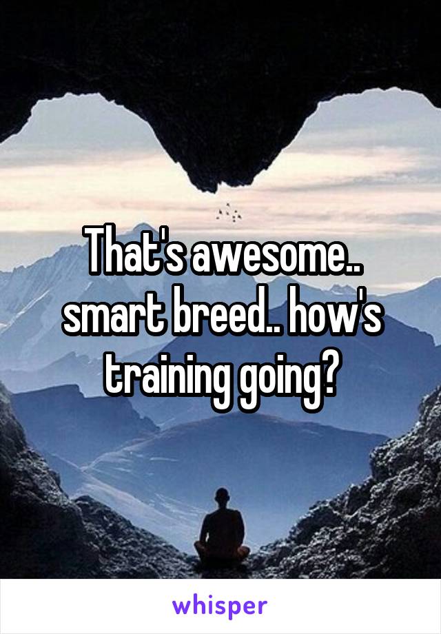 That's awesome.. smart breed.. how's training going?
