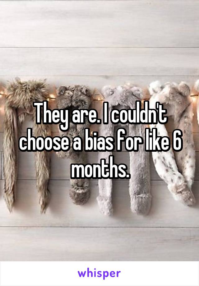 They are. I couldn't choose a bias for like 6 months.