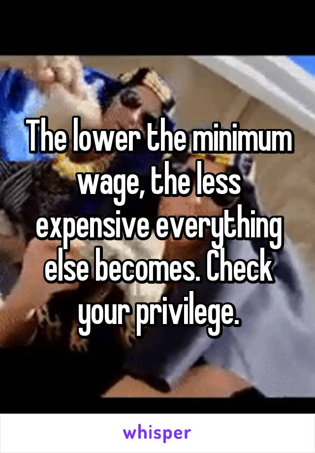 The lower the minimum wage, the less expensive everything else becomes. Check your privilege.