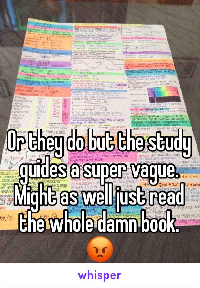 Or they do but the study guides a super vague. Might as well just read the whole damn book. 😡