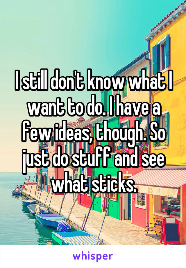 I still don't know what I want to do. I have a few ideas, though. So just do stuff and see what sticks.