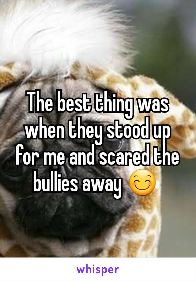 The best thing was when they stood up for me and scared the bullies away 😊 