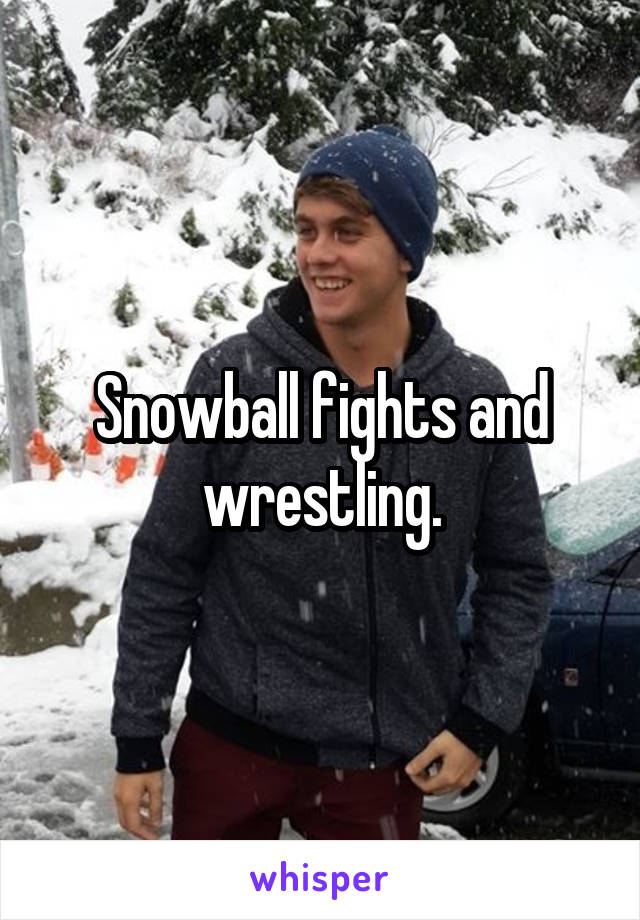 Snowball fights and wrestling.