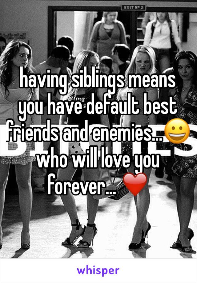 having siblings means you have default best friends and enemies...😀 who will love you forever... ❤️