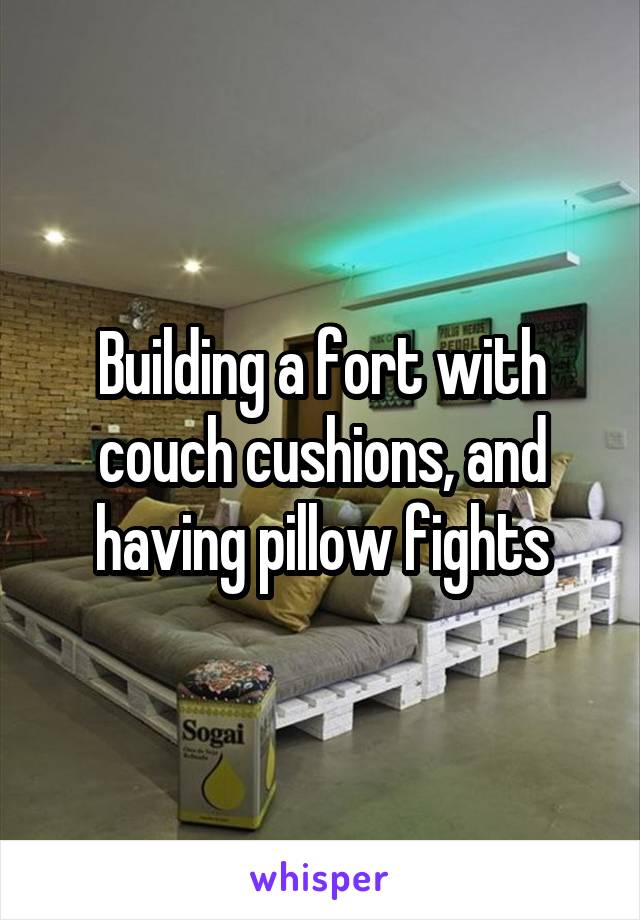 Building a fort with couch cushions, and having pillow fights