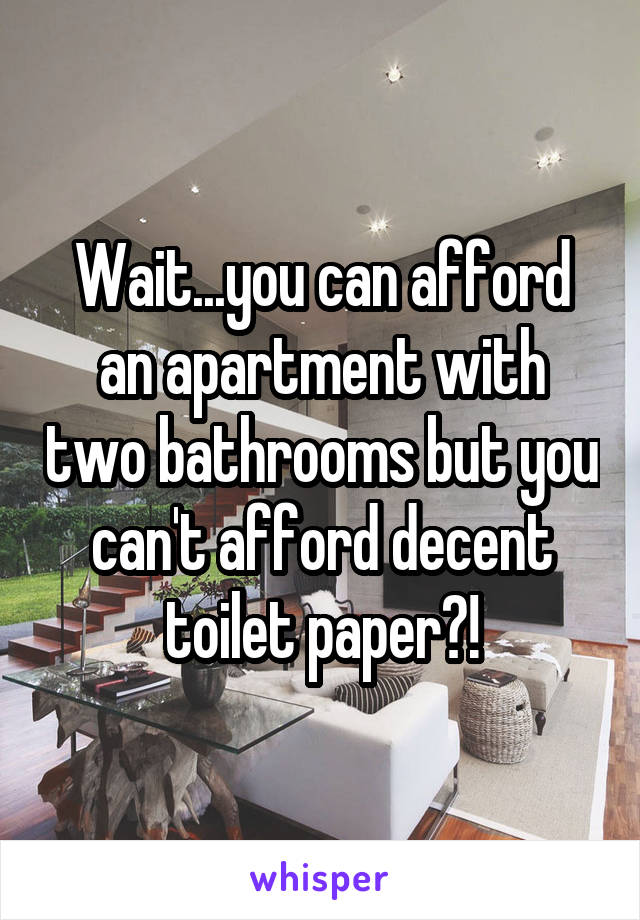 Wait...you can afford an apartment with two bathrooms but you can't afford decent toilet paper?!