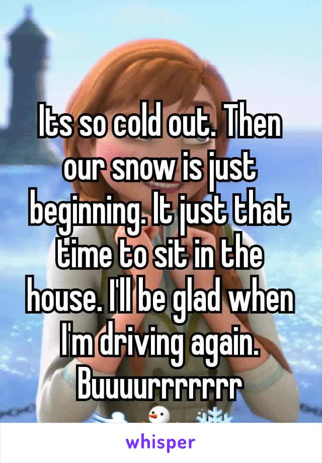 Its so cold out. Then our snow is just beginning. It just that time to sit in the house. I'll be glad when I'm driving again. Buuuurrrrrrr
💨⛄❄