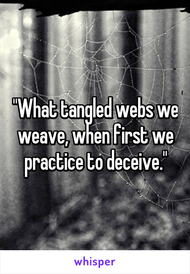 What Tangled Webs We Weave When First We Practice To Deceive 0941