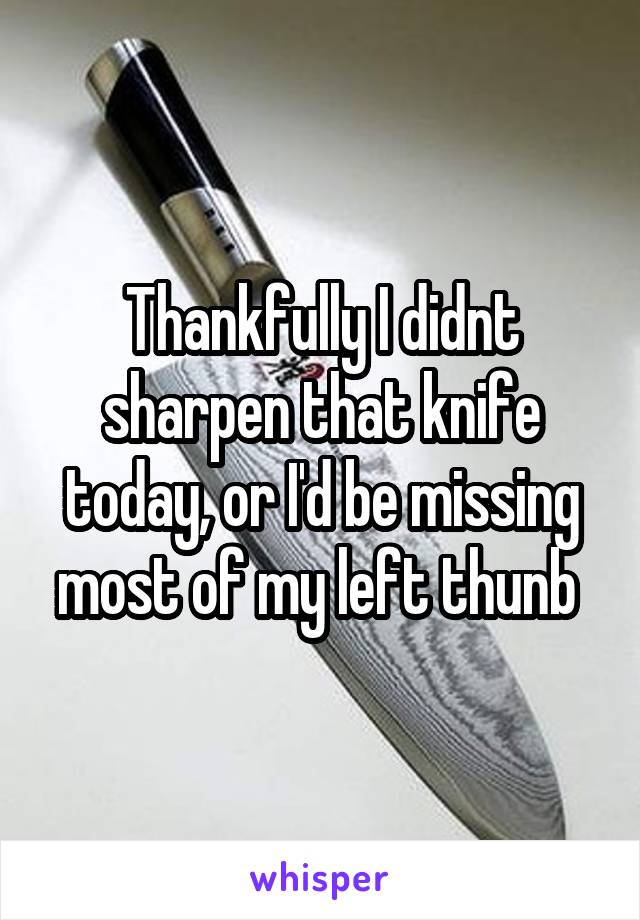 Thankfully I didnt sharpen that knife today, or I'd be missing most of my left thunb 