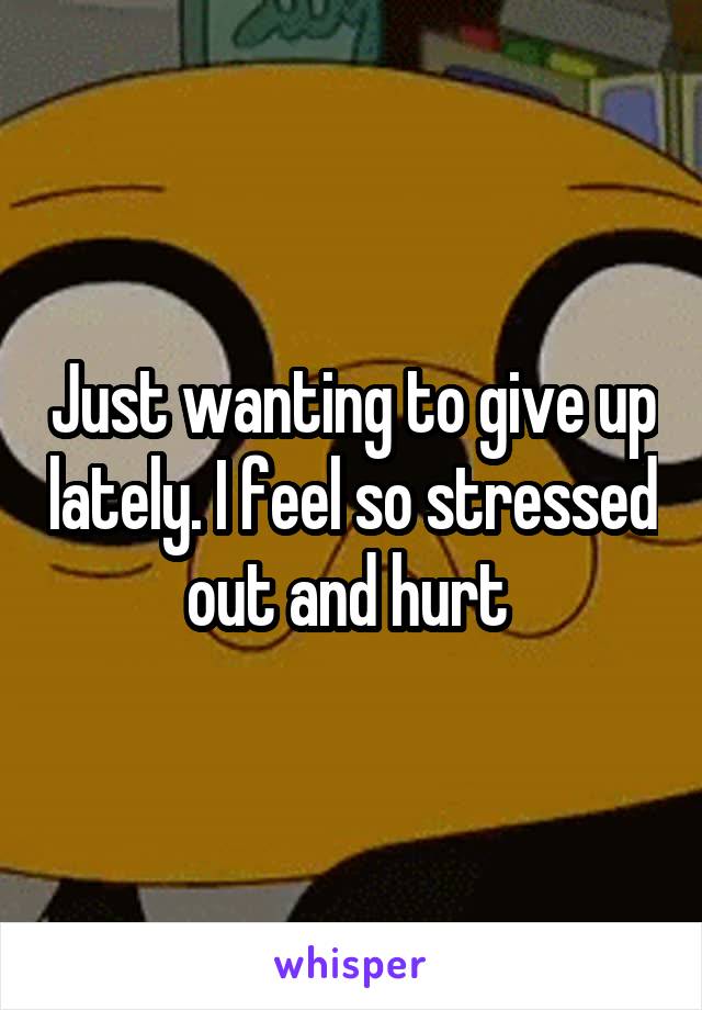 Just wanting to give up lately. I feel so stressed out and hurt 