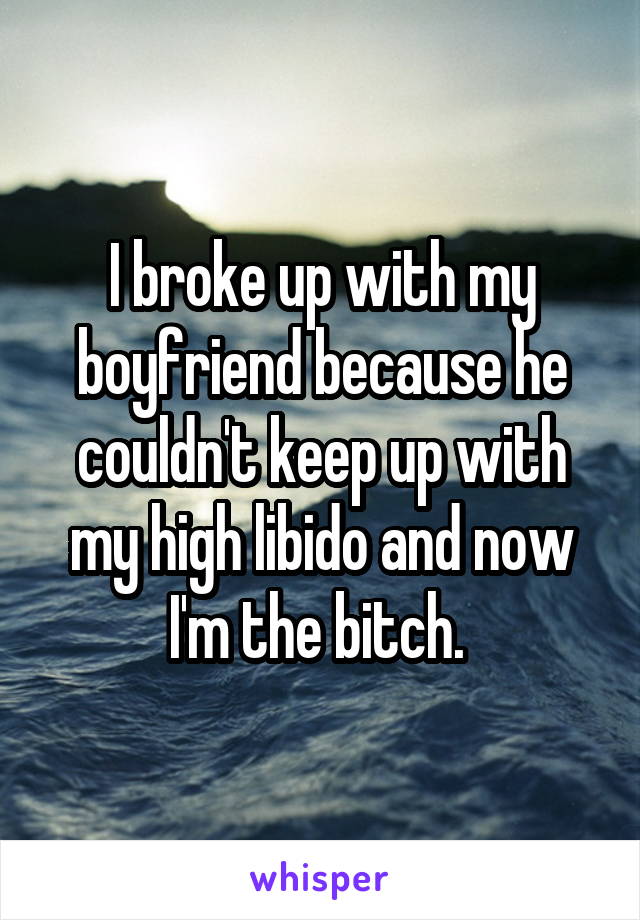 I broke up with my boyfriend because he couldn't keep up with my high libido and now I'm the bitch. 