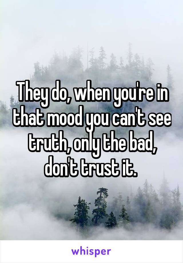 They do, when you're in that mood you can't see truth, only the bad, don't trust it. 