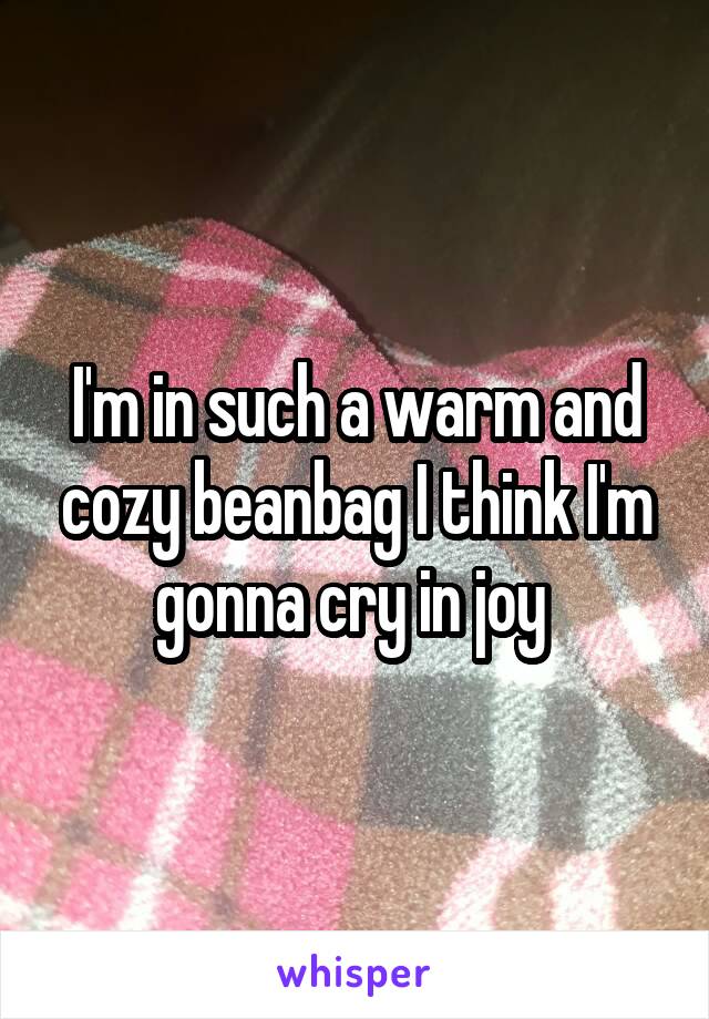 I'm in such a warm and cozy beanbag I think I'm gonna cry in joy 