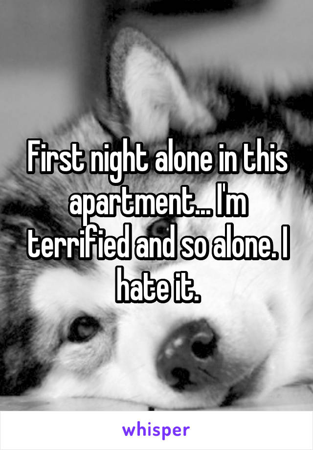 First night alone in this apartment... I'm terrified and so alone. I hate it.