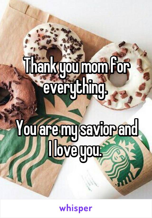 Thank you mom for everything. 

You are my savior and I love you. 