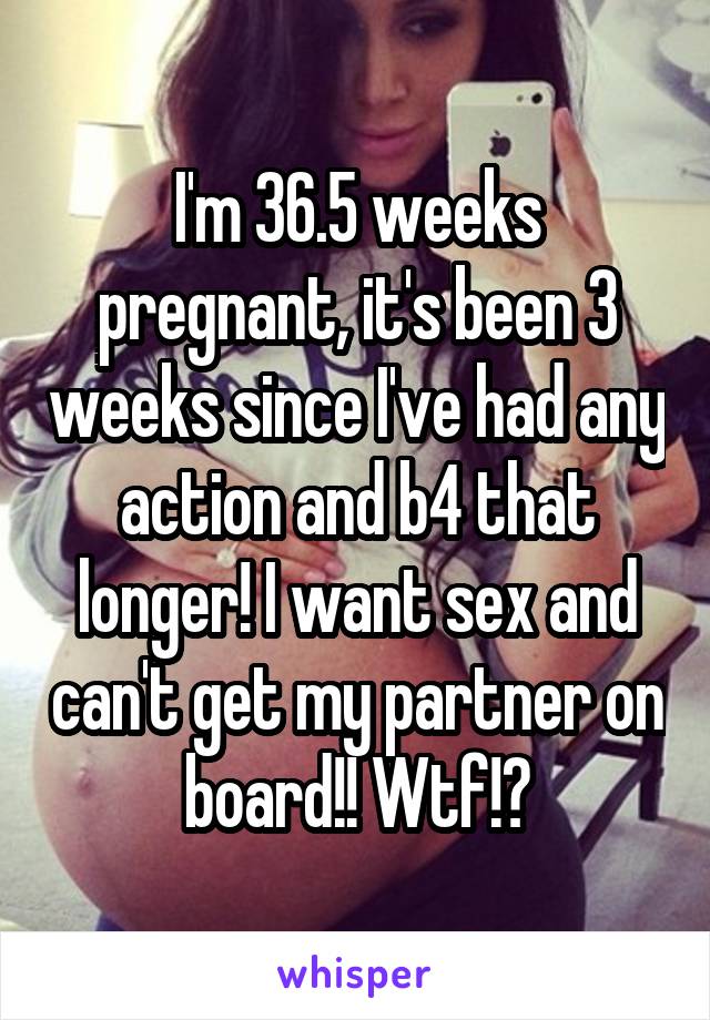 I'm 36.5 weeks pregnant, it's been 3 weeks since I've had any action and b4 that longer! I want sex and can't get my partner on board!! Wtf!?