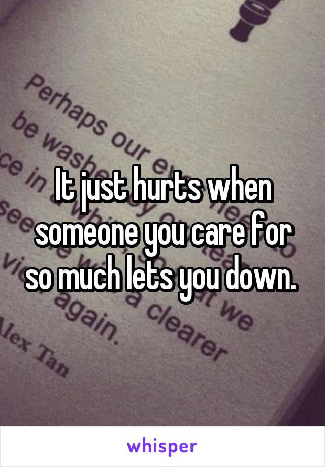 It just hurts when someone you care for so much lets you down. 