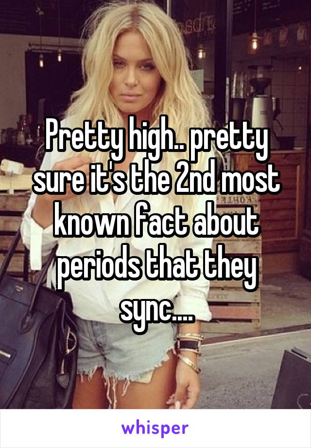 Pretty high.. pretty sure it's the 2nd most known fact about periods that they sync....