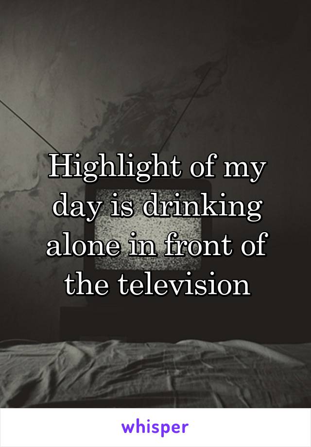 Highlight of my day is drinking alone in front of the television