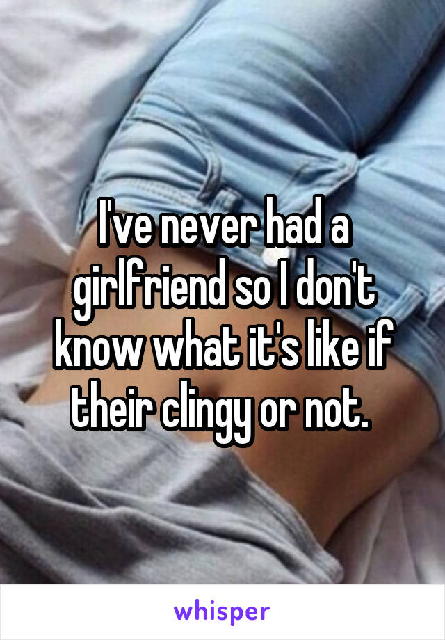 I've never had a girlfriend so I don't know what it's like if their clingy or not. 