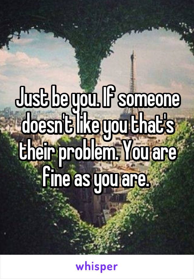 Just be you. If someone doesn't like you that's their problem. You are fine as you are. 