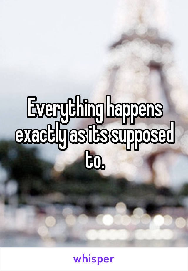 Everything happens exactly as its supposed to.