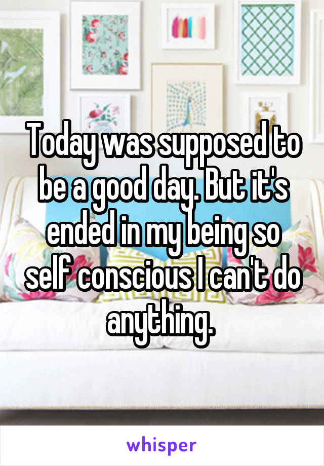 Today was supposed to be a good day. But it's ended in my being so self conscious I can't do anything. 