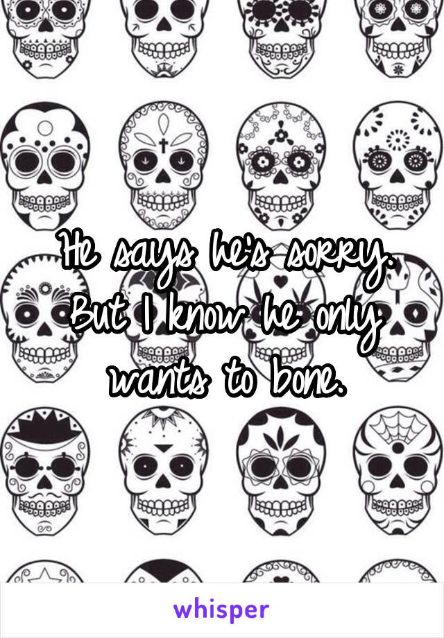 He says he's sorry. But I know he only wants to bone.