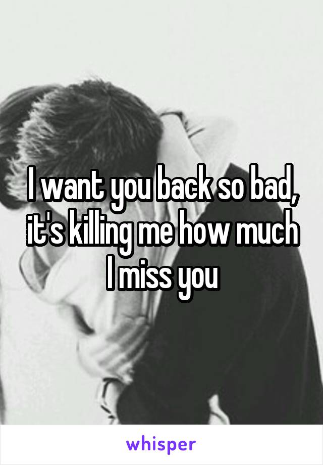 I want you back so bad, it's killing me how much I miss you