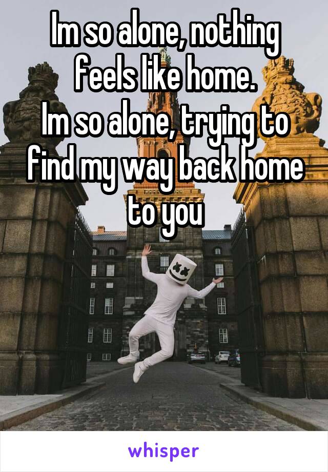 Im so alone, nothing feels like home.
Im so alone, trying to find my way back home to you




