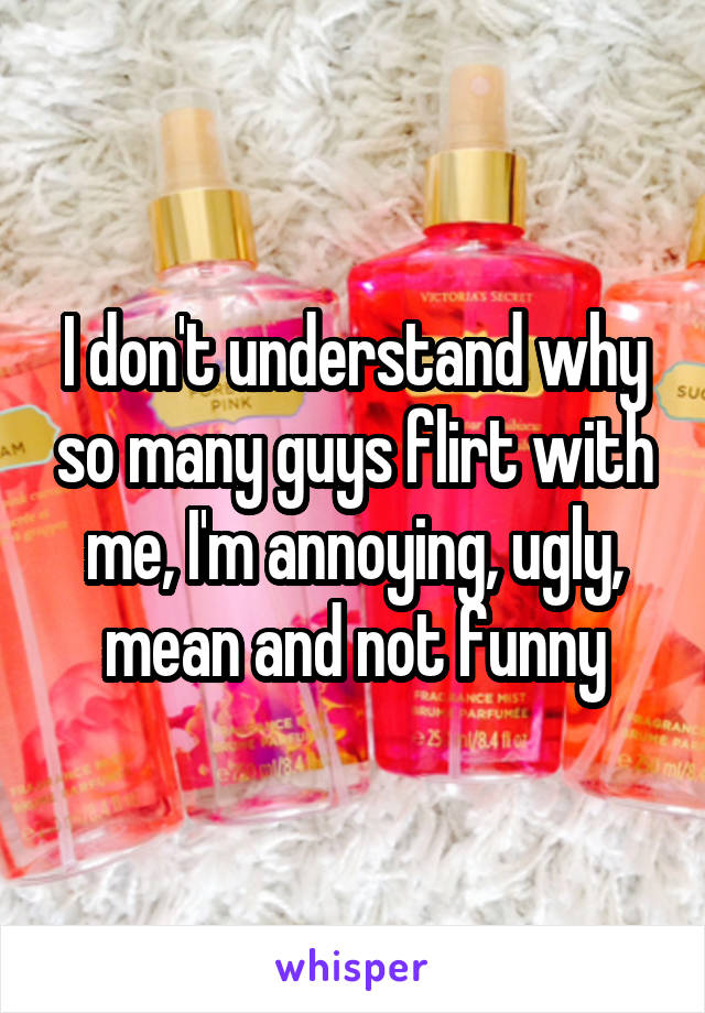 I don't understand why so many guys flirt with me, I'm annoying, ugly, mean and not funny