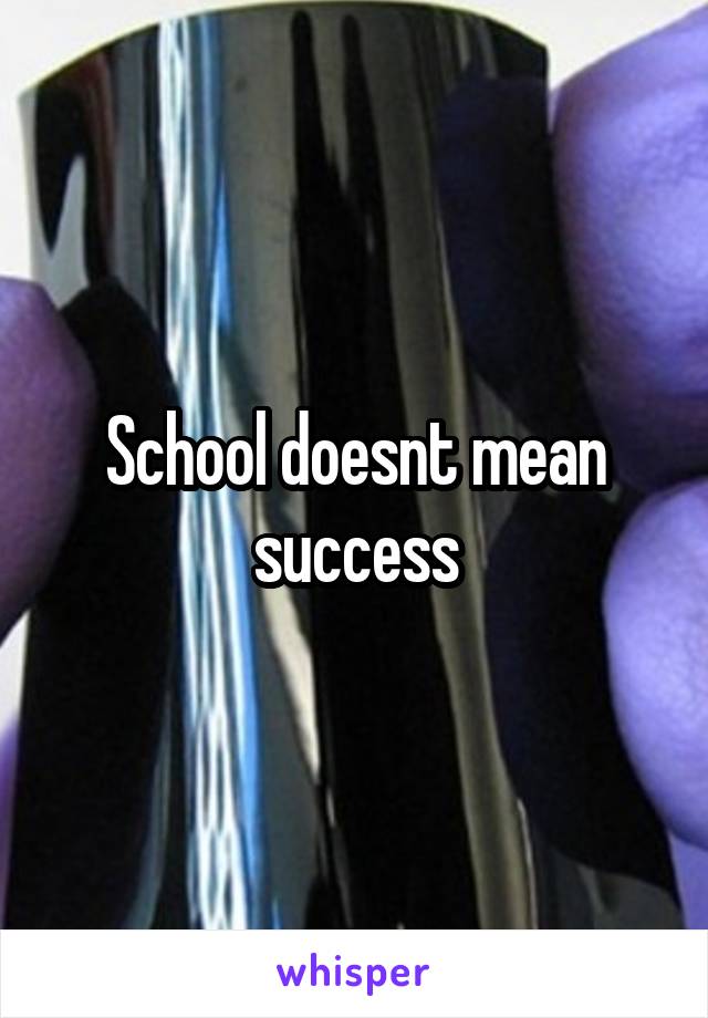 School doesnt mean success