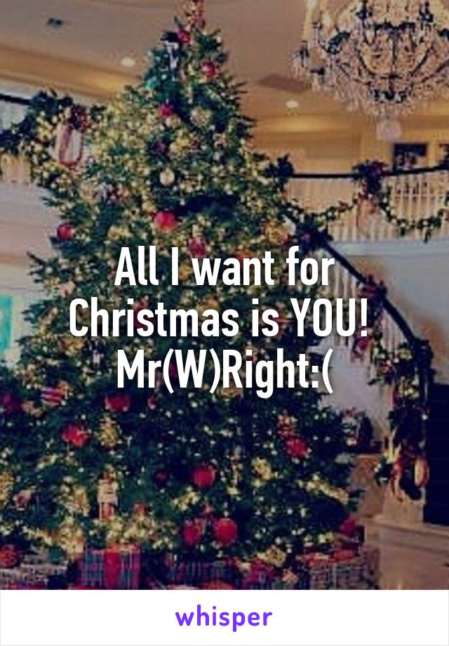 All I want for Christmas is YOU! 
Mr(W)Right:(