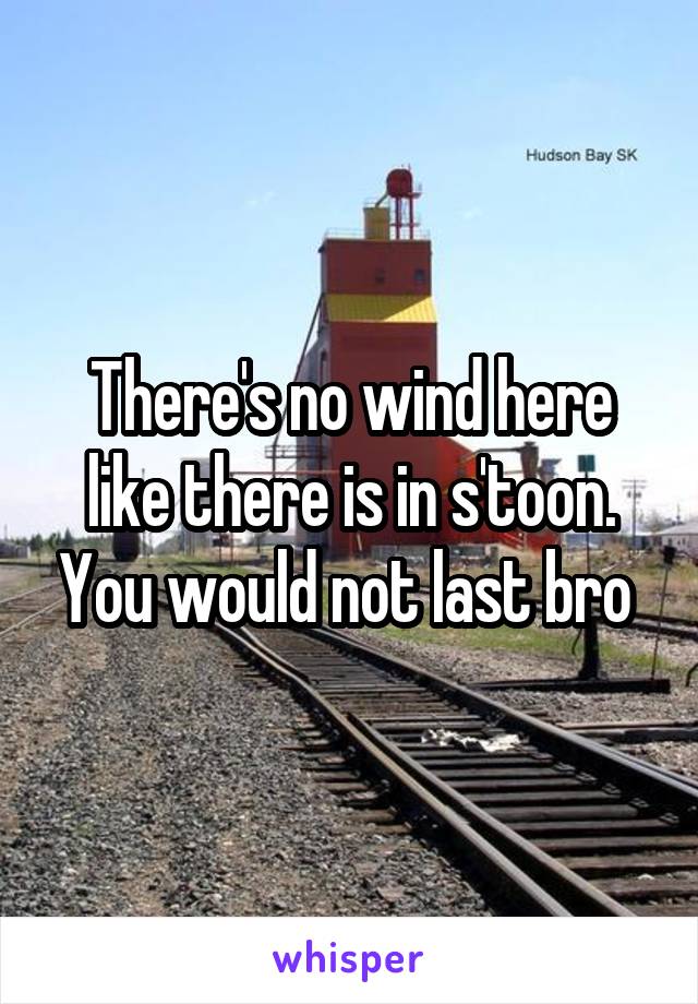 There's no wind here like there is in s'toon. You would not last bro 