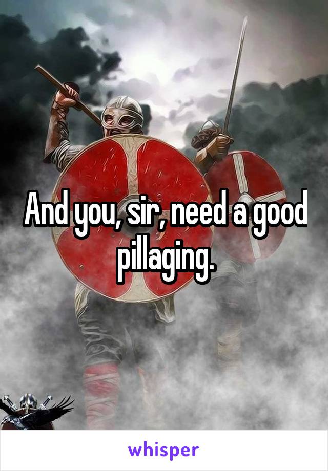 And you, sir, need a good pillaging.