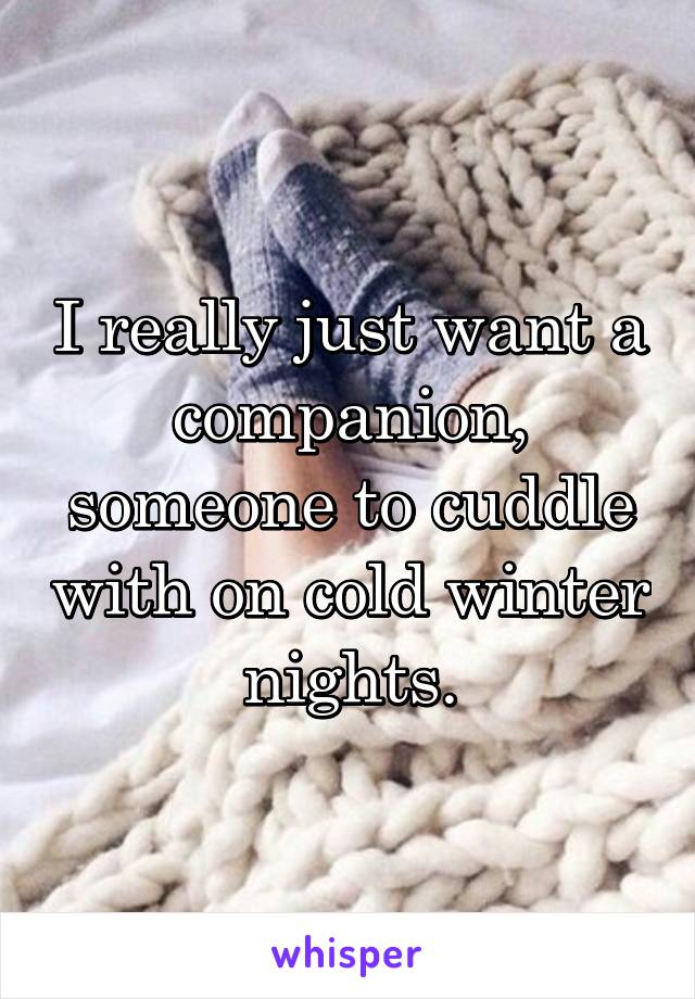 I really just want a companion, someone to cuddle with on cold winter nights.