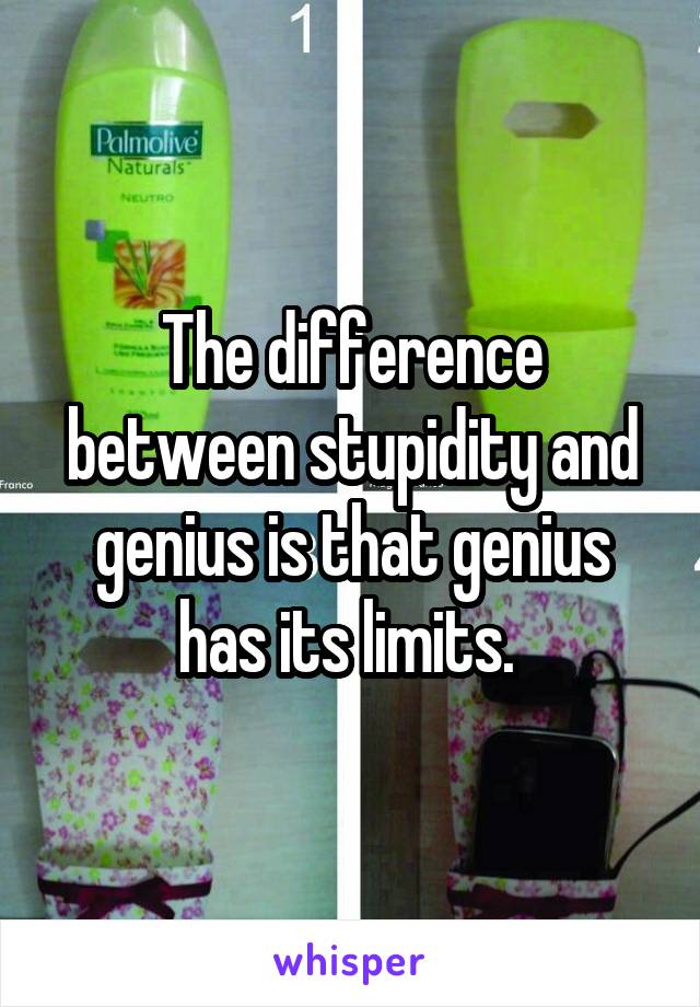 The difference between stupidity and genius is that genius has its limits. 