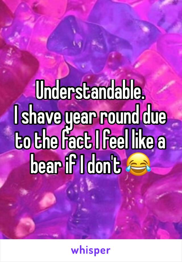 Understandable.
I shave year round due to the fact I feel like a bear if I don't 😂