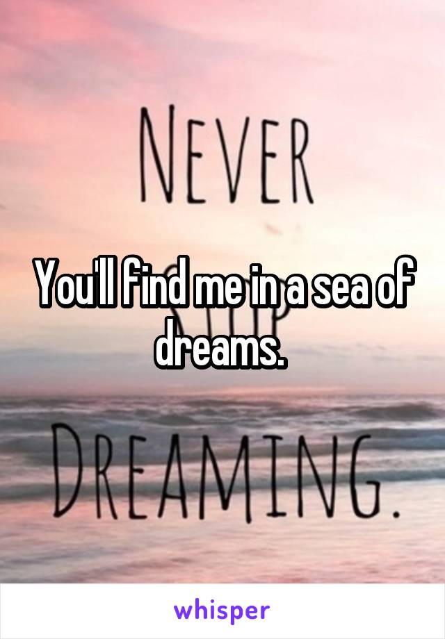 You'll find me in a sea of dreams. 