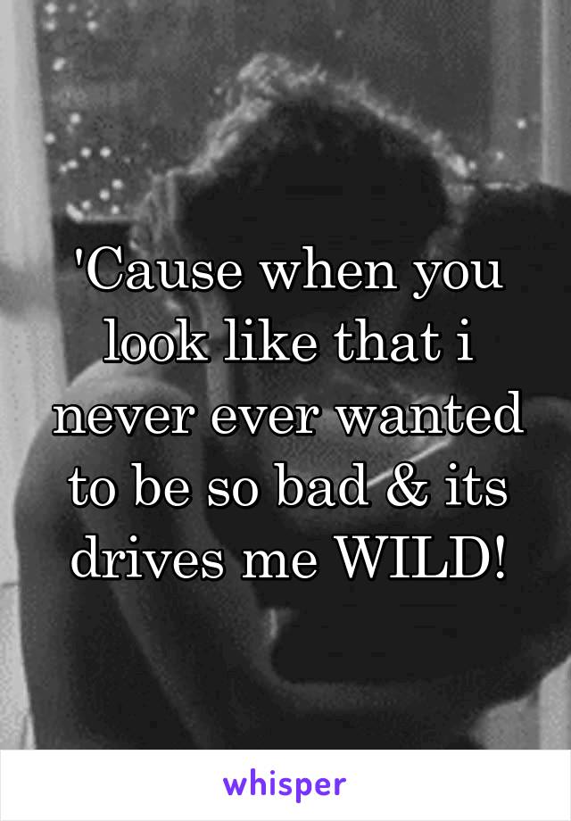 'Cause when you look like that i never ever wanted to be so bad & its drives me WILD!