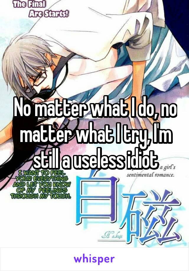 No matter what I do, no matter what I try, I'm still a useless idiot