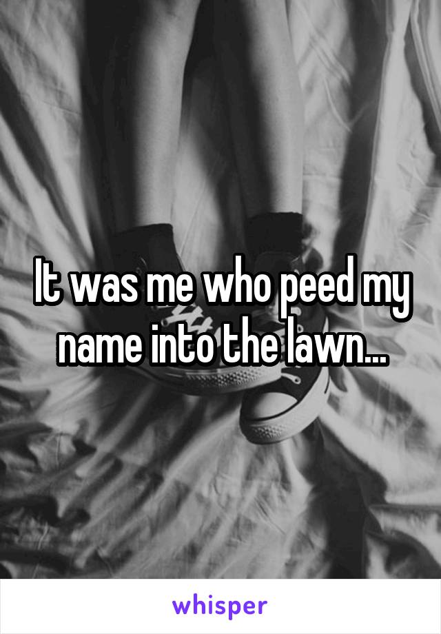 It was me who peed my name into the lawn...