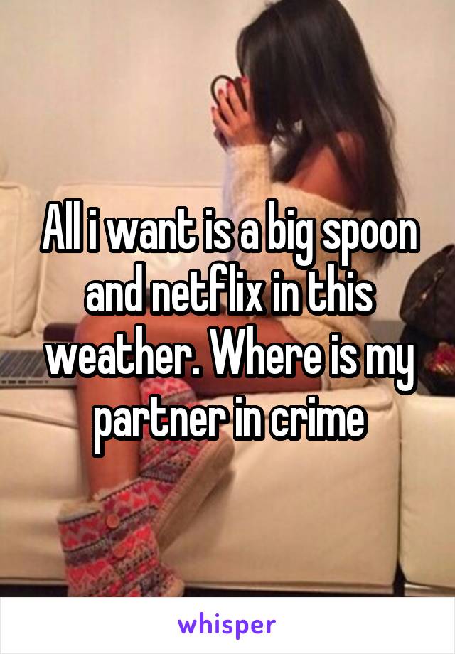 All i want is a big spoon and netflix in this weather. Where is my partner in crime