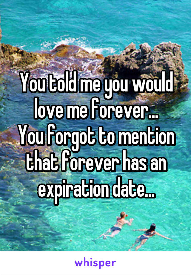 You told me you would love me forever...
You forgot to mention that forever has an expiration date...