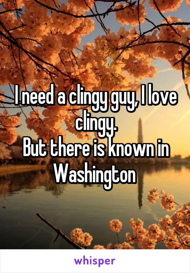 I need a clingy guy, I love clingy.
But there is known in Washington 