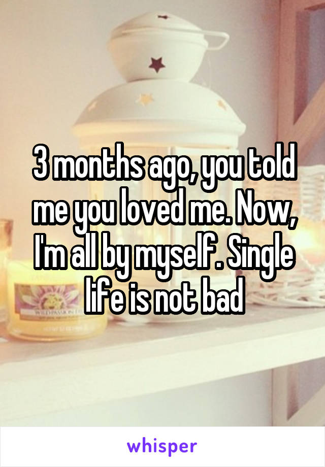 3 months ago, you told me you loved me. Now, I'm all by myself. Single life is not bad