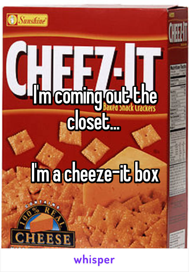 I'm coming out the closet... 

I'm a cheeze-it box